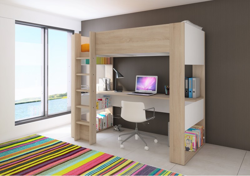 Cama estudio con escritorio 90x200cm. Bo5