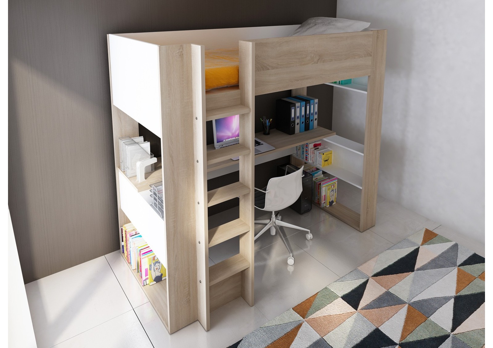 Cama estudio con escritorio 90x200cm. Bo5