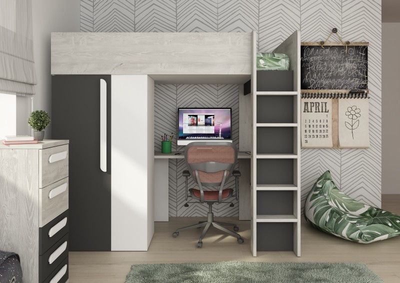 Studio highsleeper bed with wardrobe RS - Bo9