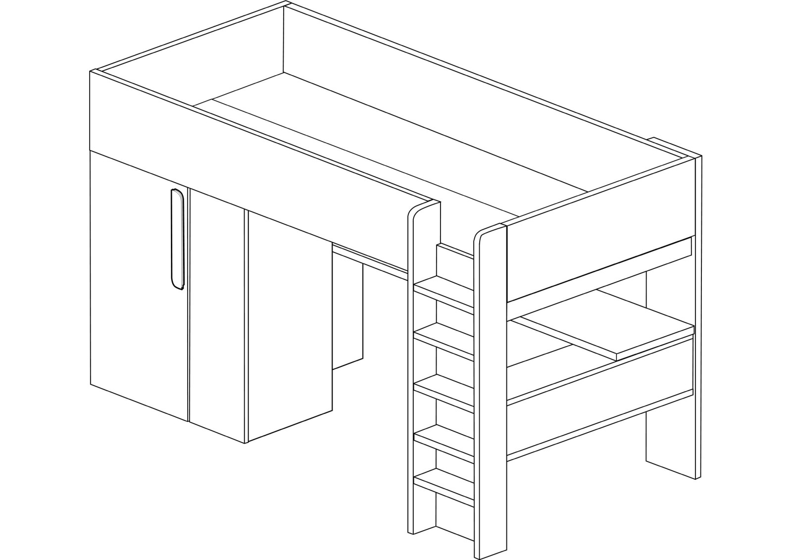 Studio highsleeper bed with wardrobe RS - Bo9