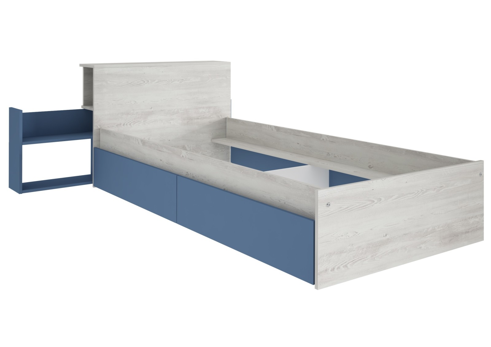 Single bed 90x200cm with bedside and drawers. Jazz
