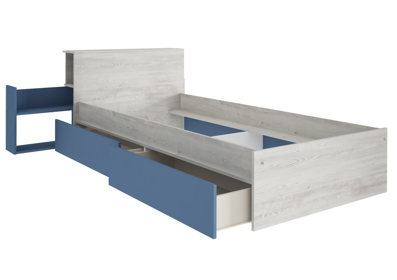 Single bed 90x200cm with bedside and drawers. Jazz