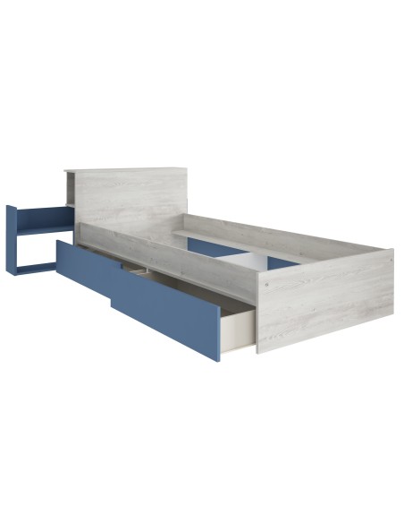 Single bed 90x200cm with bedside and drawers. Jazz