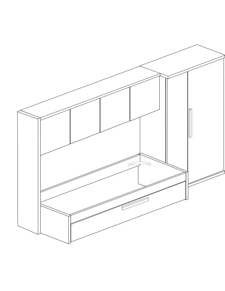 Habitación puente 90x200 con armarios y cama supletoria Artik