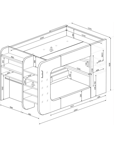 Gamer bunkbed 120x200cm. Mspace