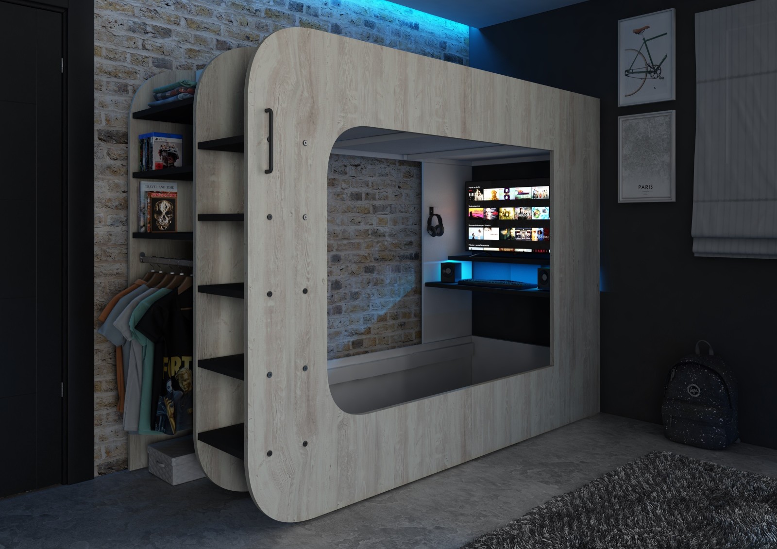 Gamer bunkbed 90x200cm Cascina. Mspace