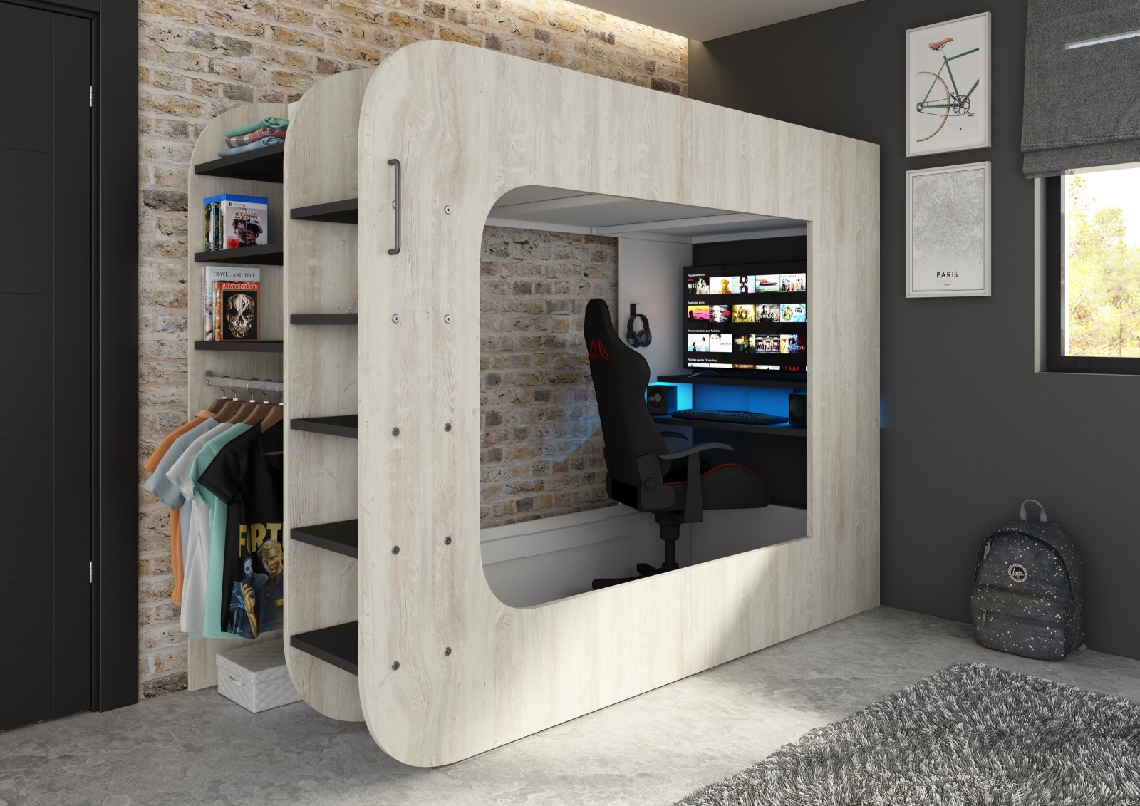 Gamer bunkbed 90x200cm Cascina. Mspace