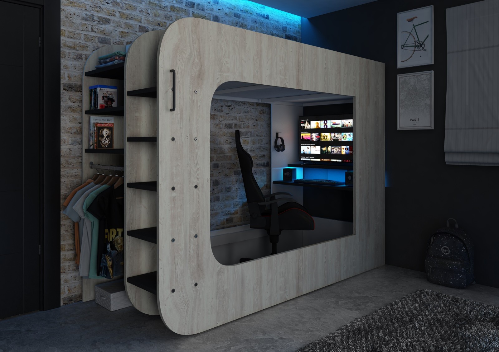 Gamer bunkbed 90x200cm Cascina. Mspace