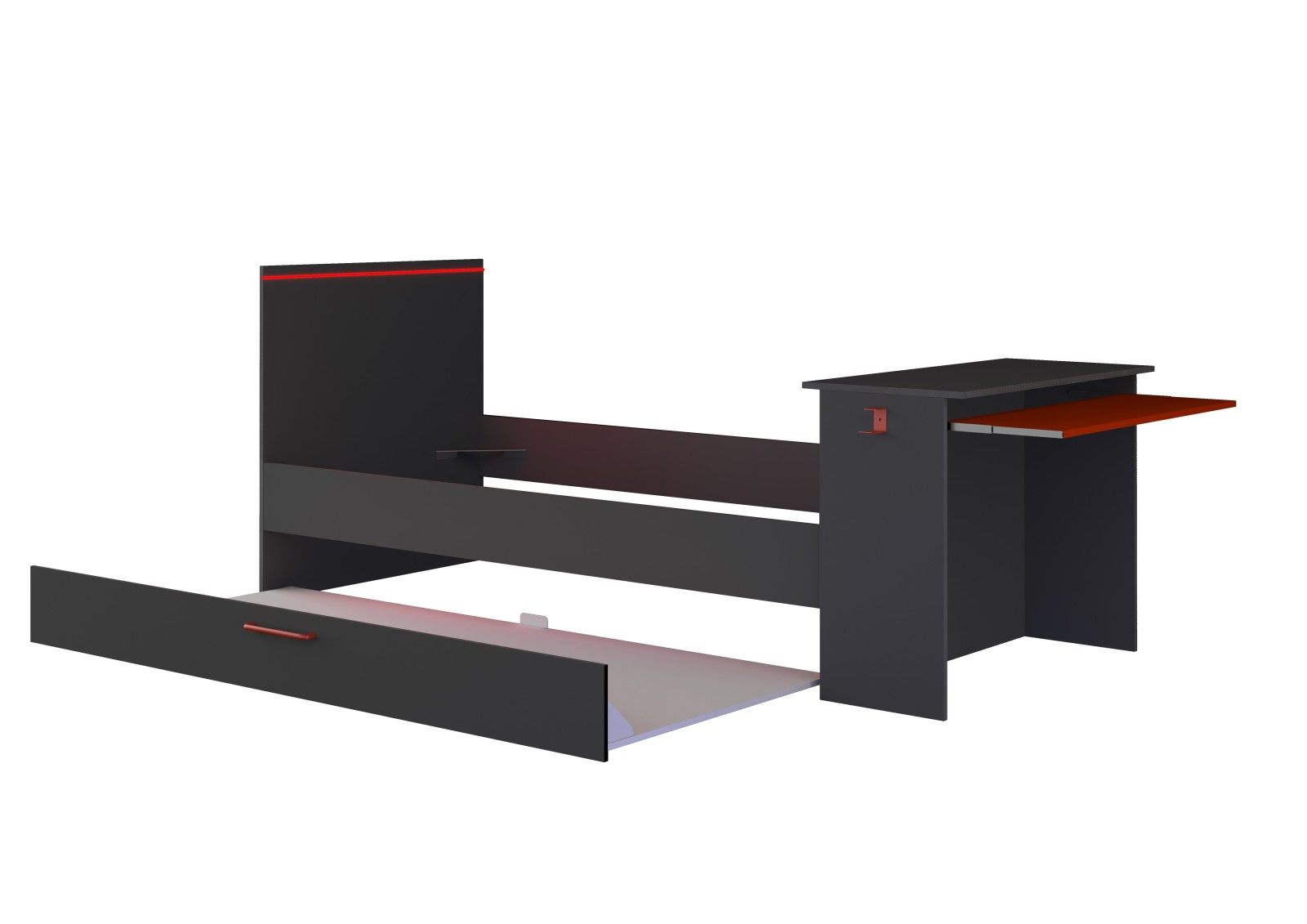 Cama nido 90x200cm con escritorio Bzone