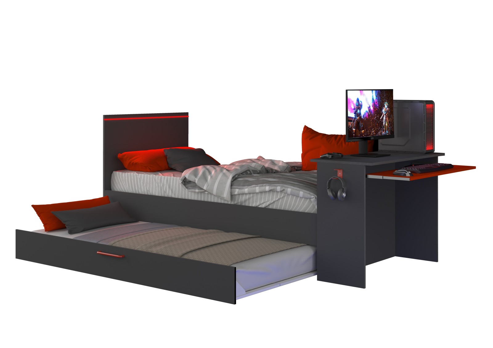 Cama nido 90x200cm con escritorio Bzone