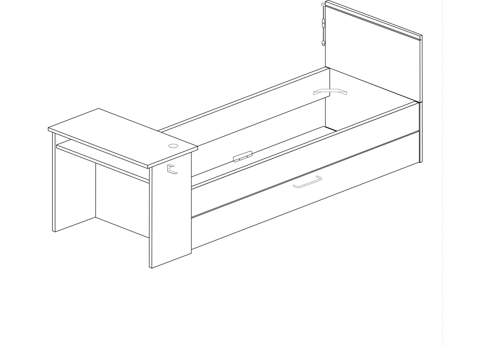 Cama nido 90x200cm con escritorio Bzone