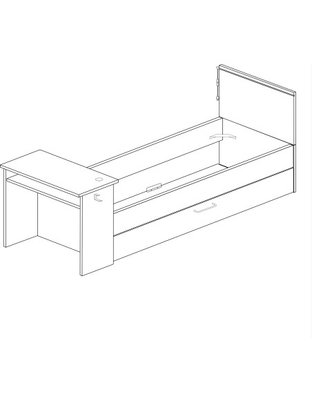 Cama nido 90x200cm con escritorio Bzone