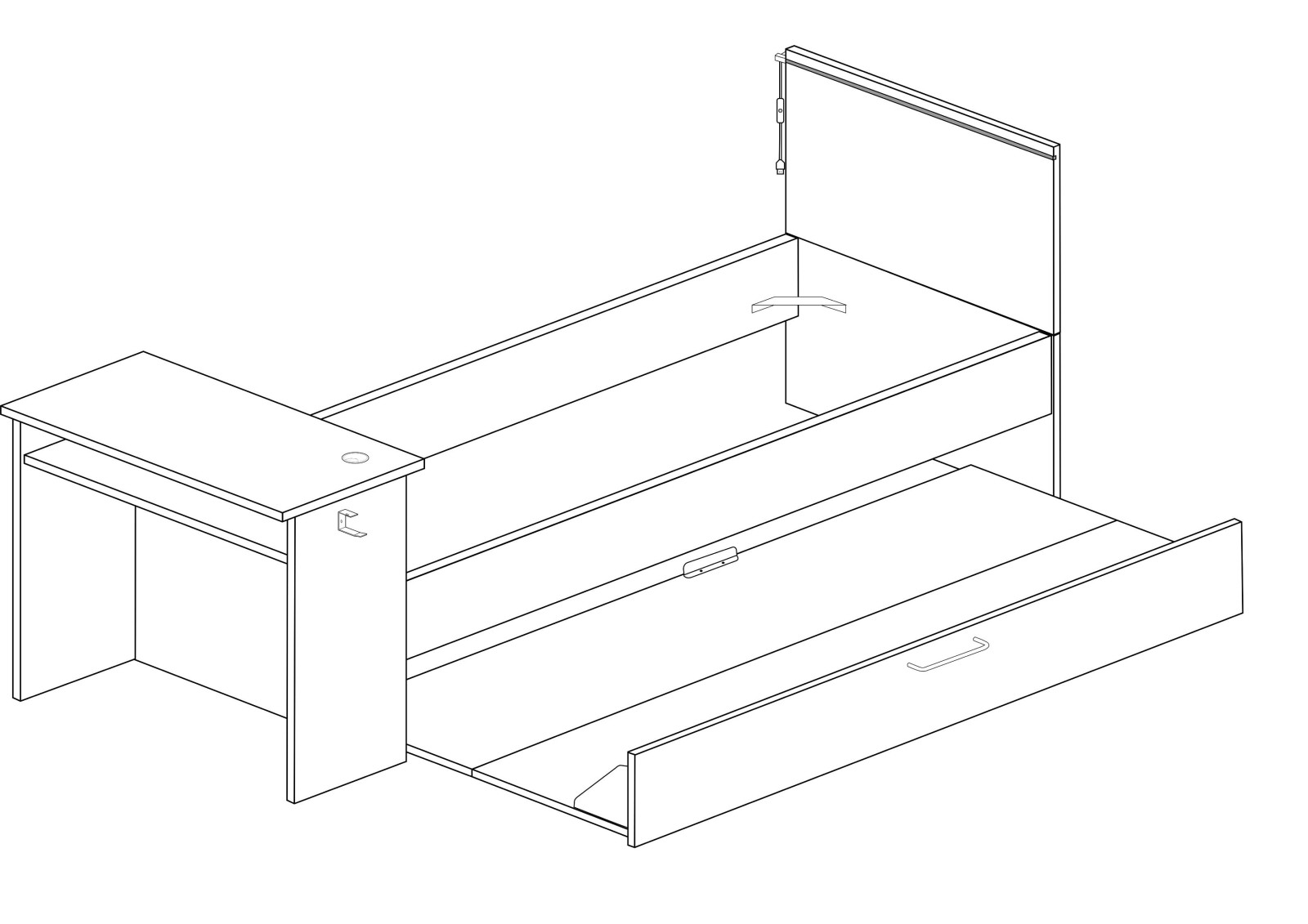 Cama nido 90x200cm con escritorio Bzone