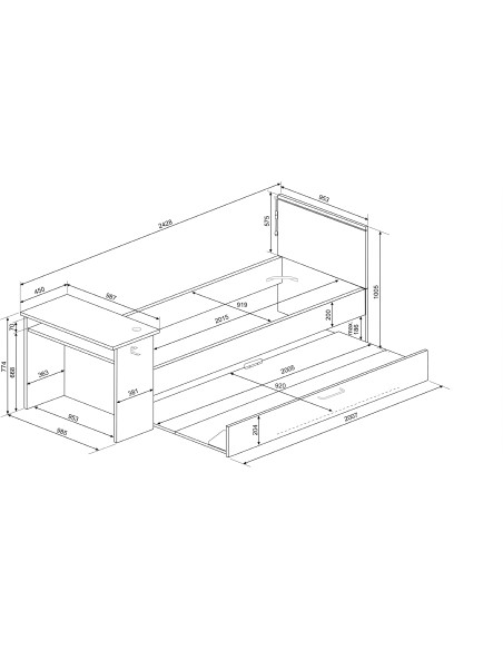 Cama nido 90x200cm con escritorio Bzone