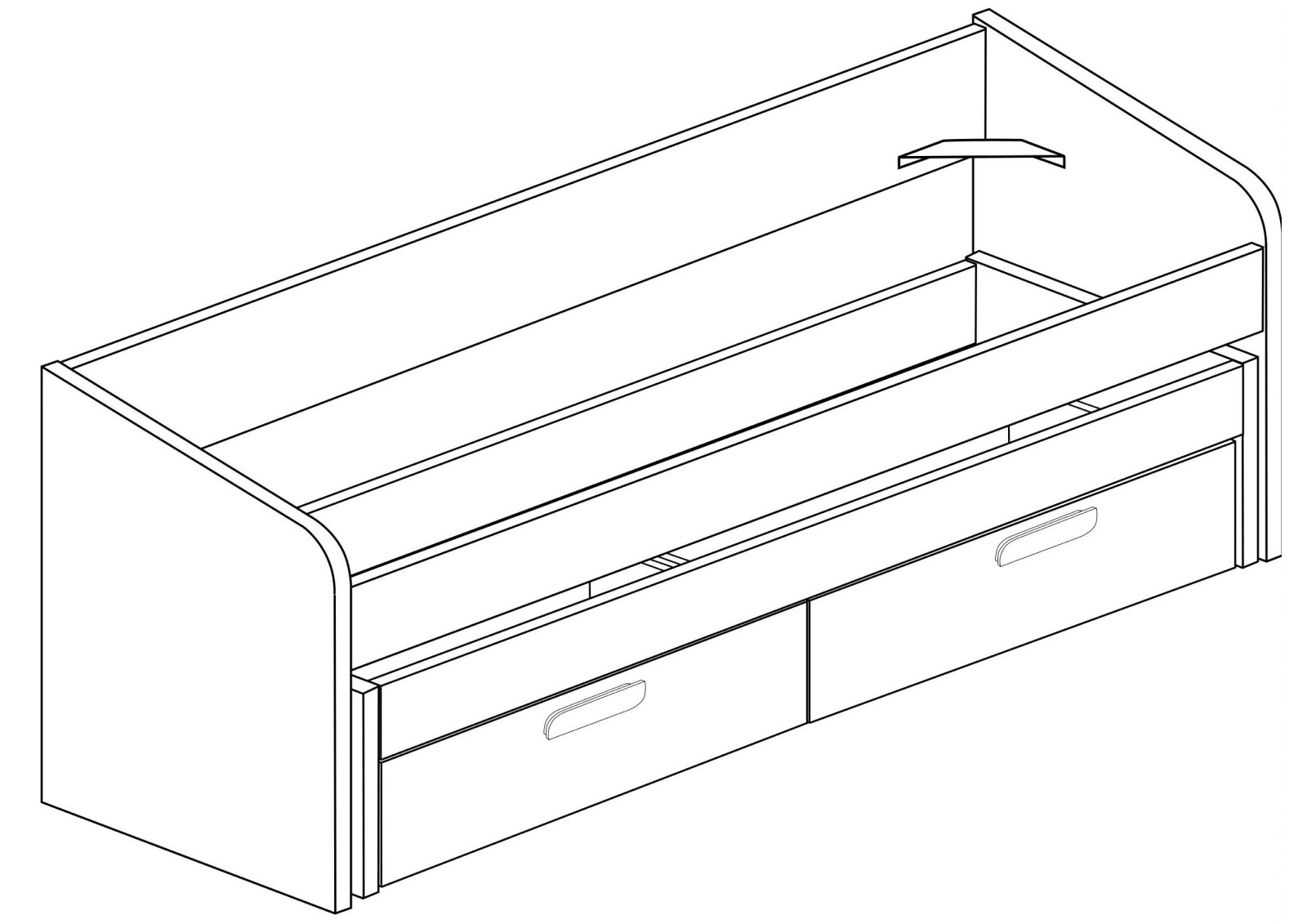 Compact bed 90x190cm with drawers Bo12 OUTLET