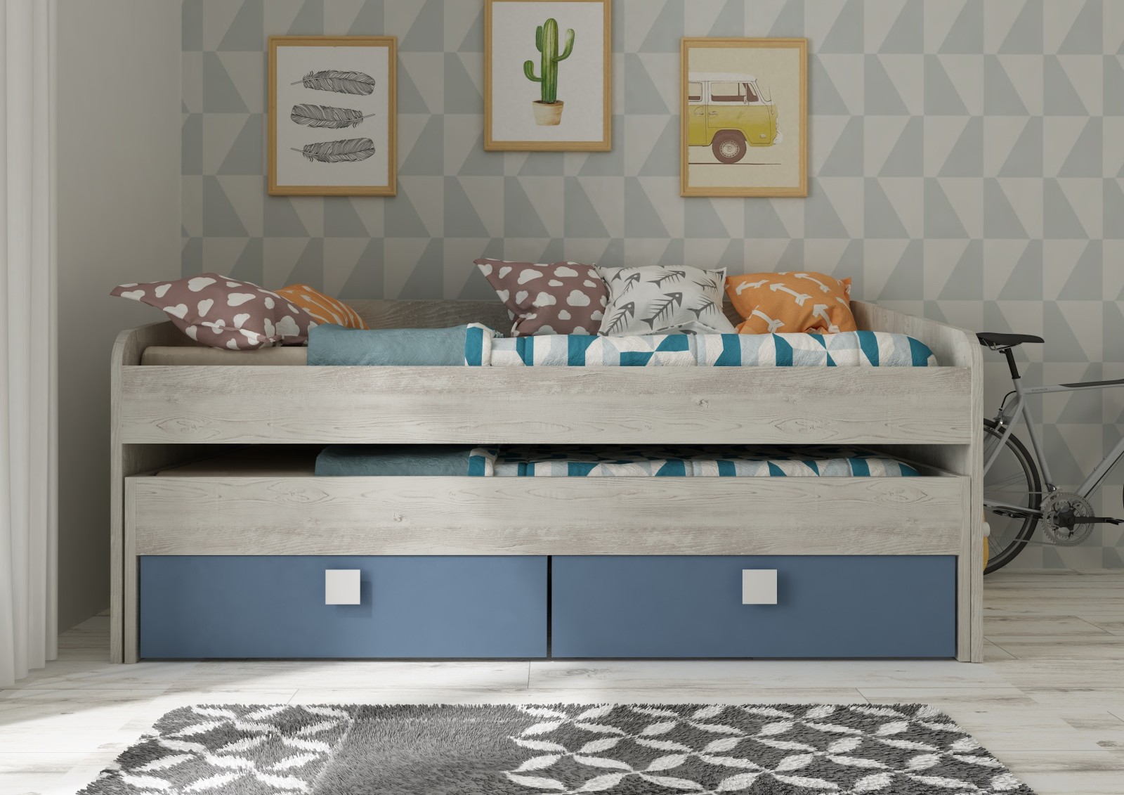 Cama nido 90x190cm Cascina con cajones Bo12