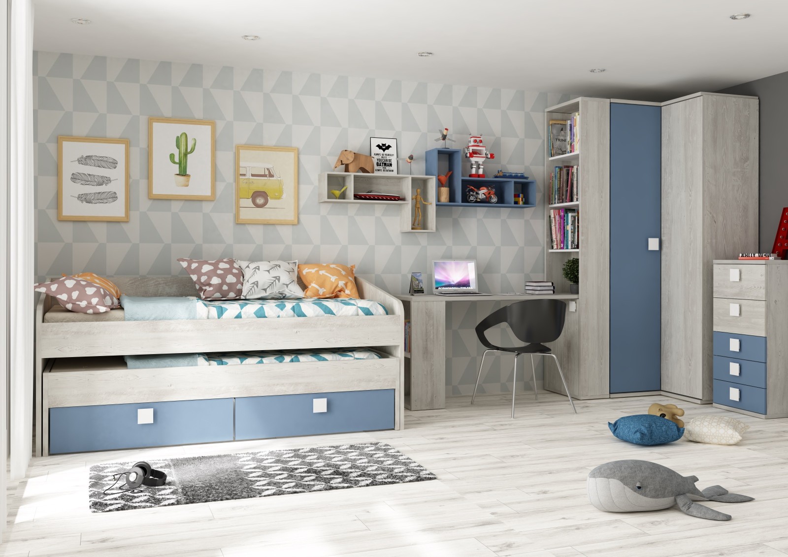 Cama nido 90x190cm Cascina con cajones Bo12