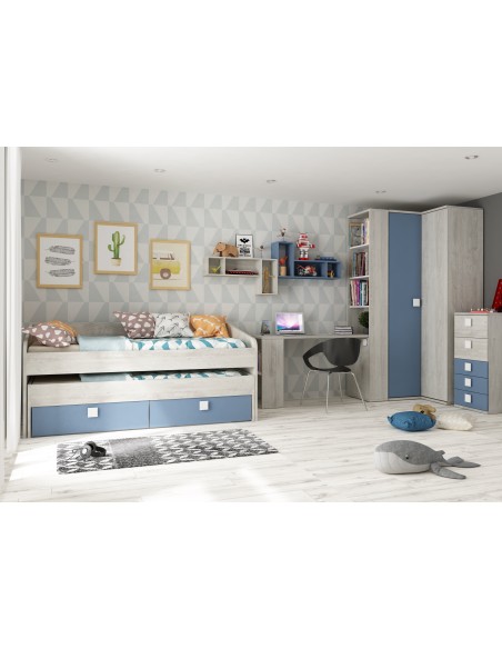 Cama nido 90x190cm Cascina con cajones Bo12