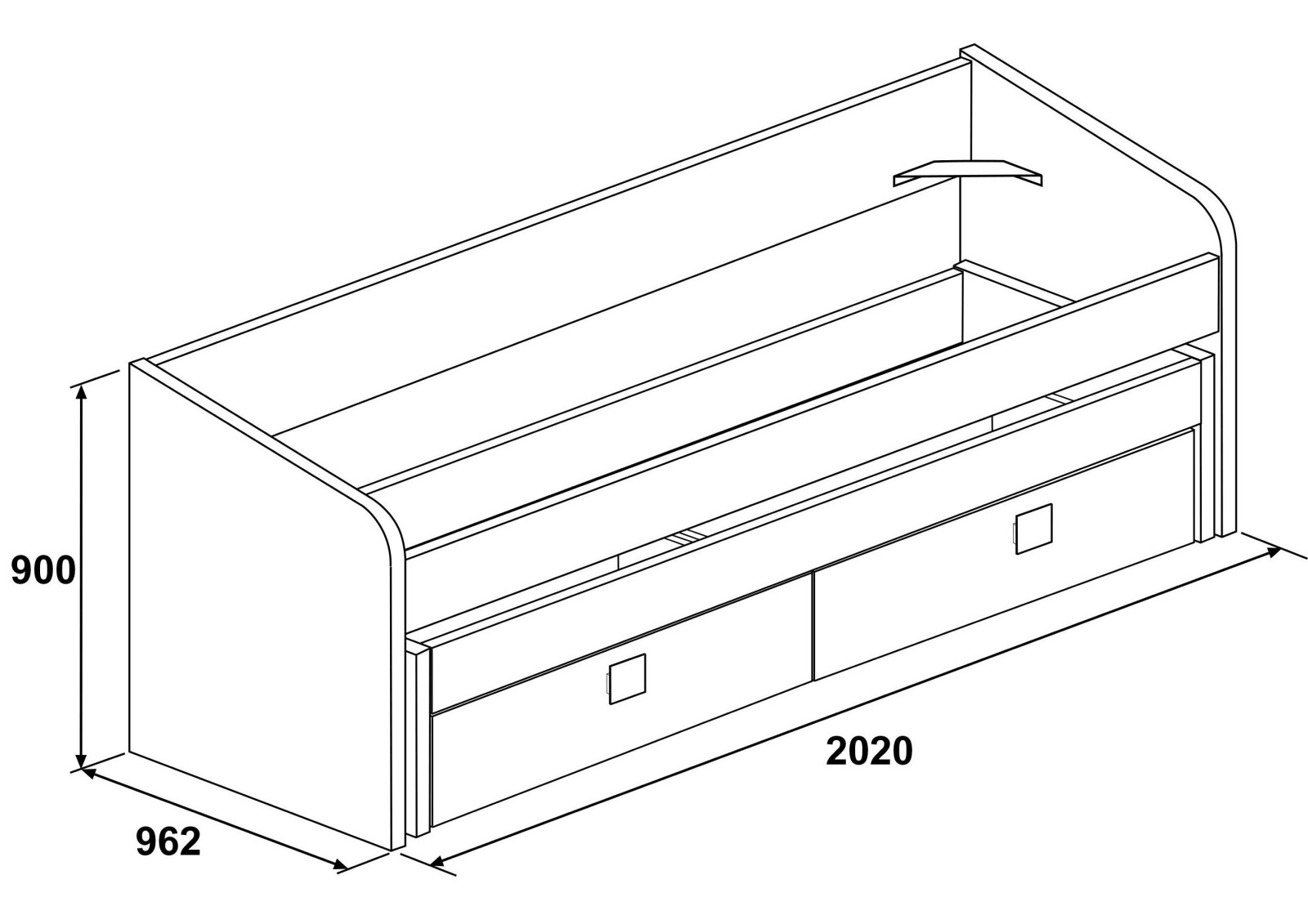 Cama nido 90x190cm Cascina con cajones Bo12