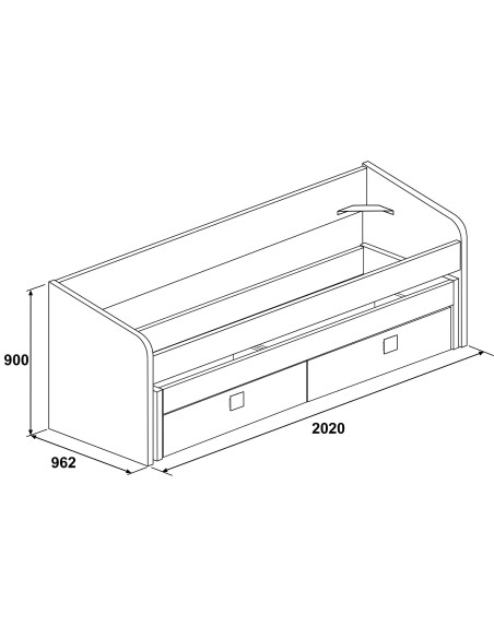 Cama nido 90x190cm Cascina con cajones Bo12