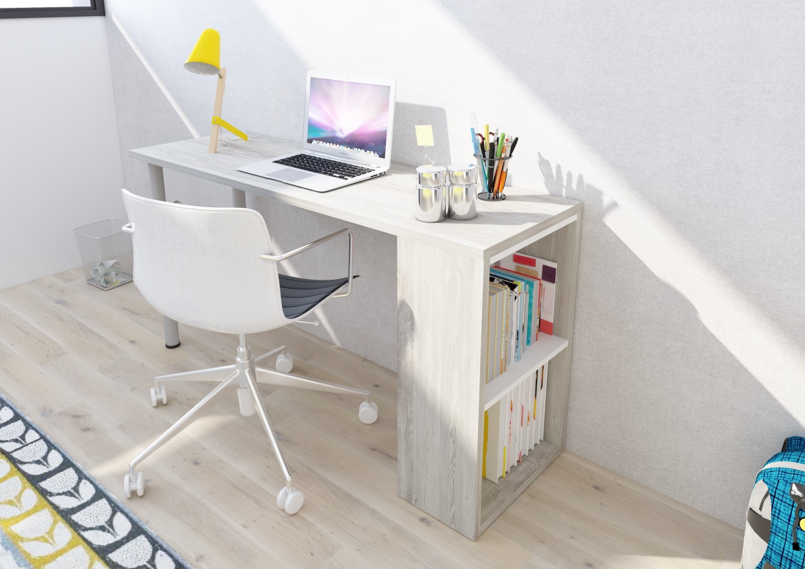 Desk 150cm with metal legs and support Bo0.
