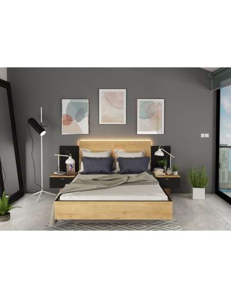 Double bed 140x190cm with nightstands. FLOAT 2