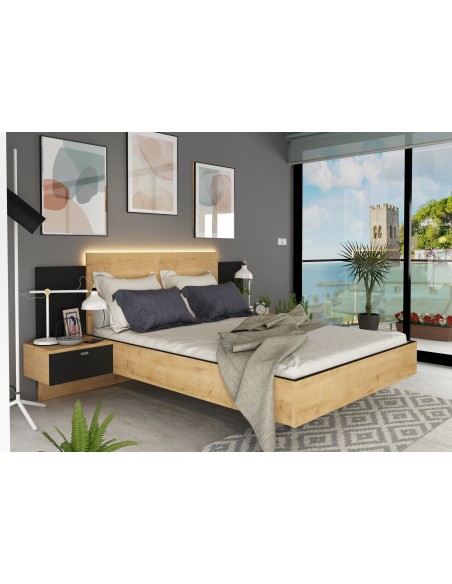 Double bed 140x190cm with nightstands. FLOAT 2