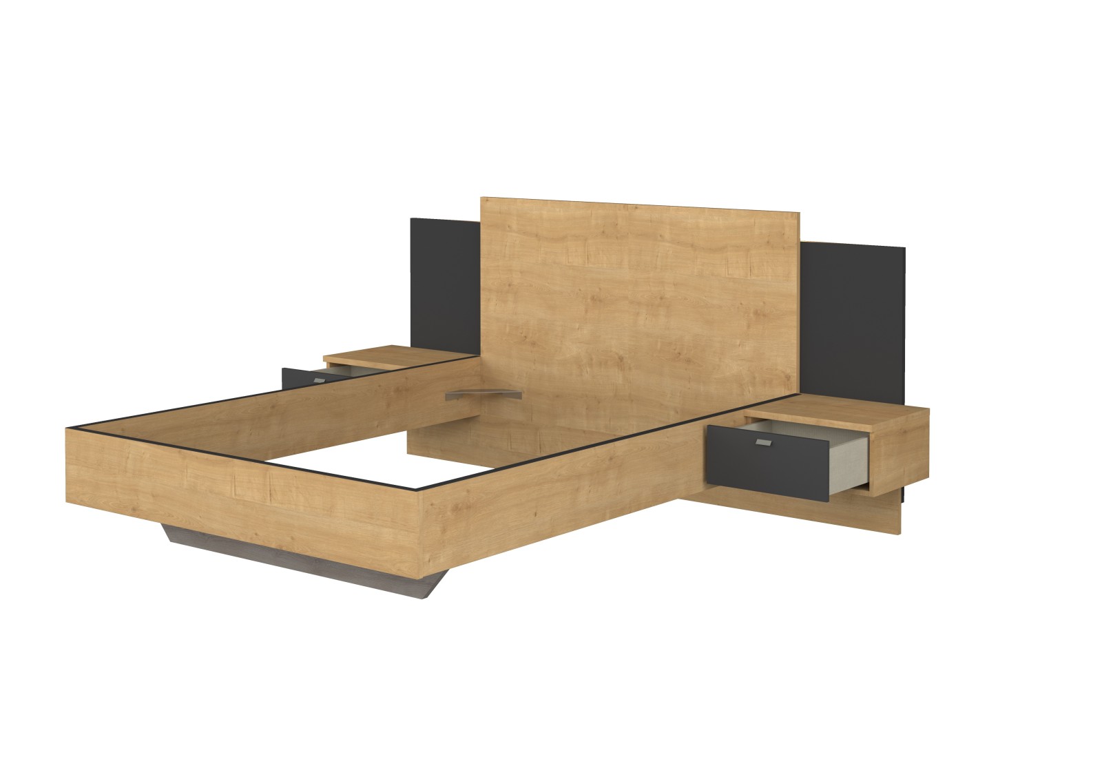 Double bed 140x190cm with nightstands. FLOAT 2