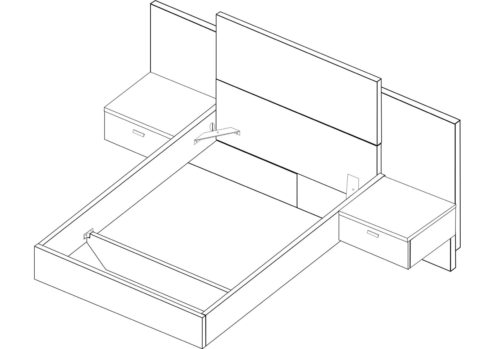 Double bed 140x190cm with nightstands. FLOAT 2