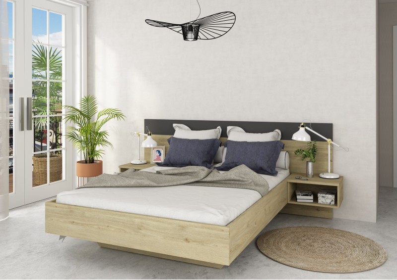 Double bed 140x190cm with nightstands. FLOAT 1.