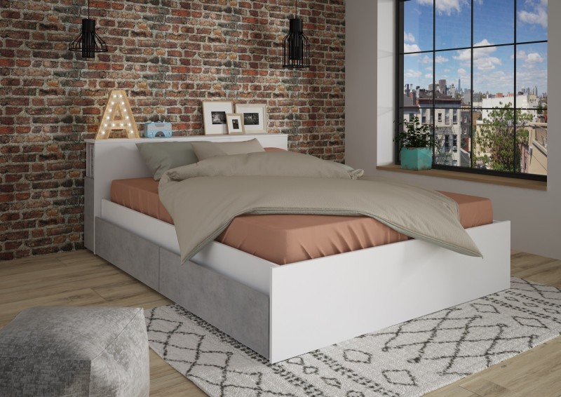 Cama 140x190cm con mesitas y cajones. JAZZ