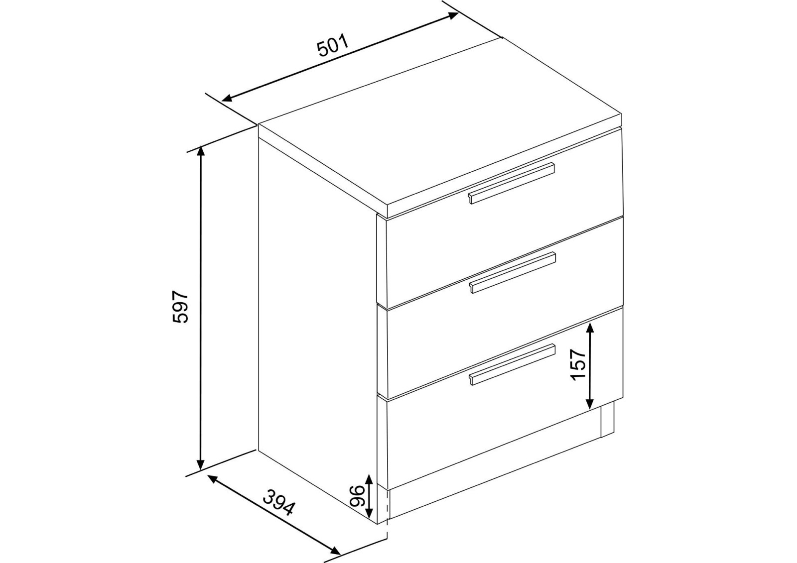 Nightstand 3 drawers  Eco+