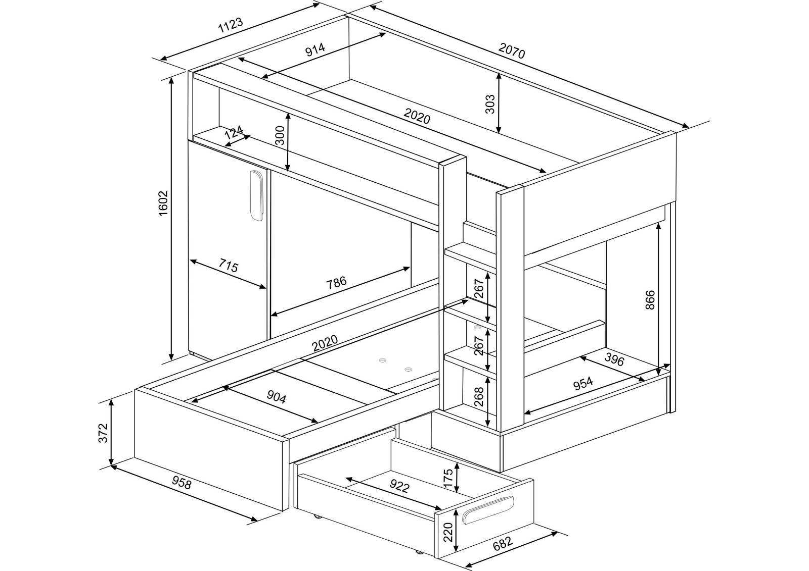 Bunk Bed 90x200cm Bo6
