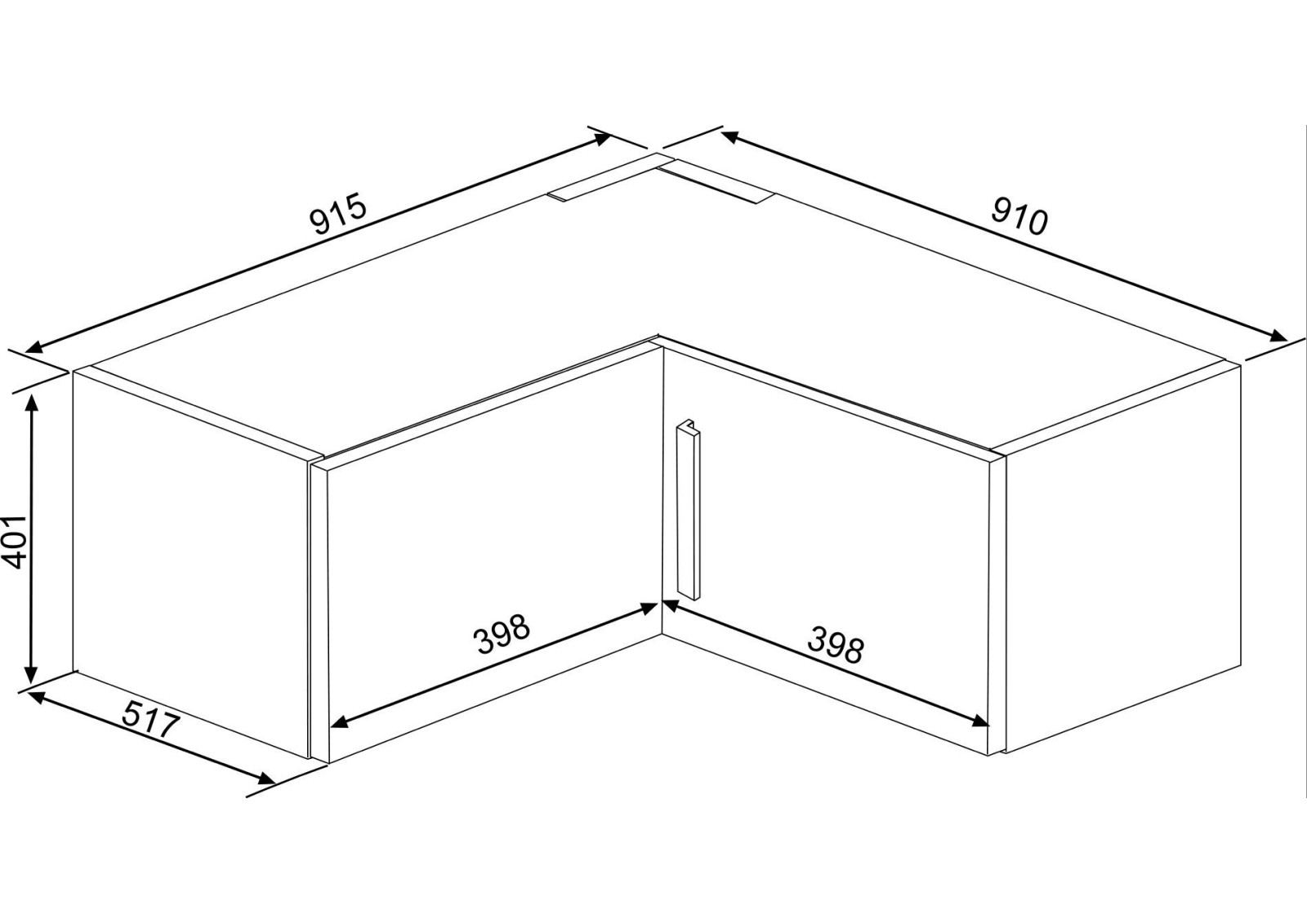 Upper corner wardrobe 2 doors Eco+