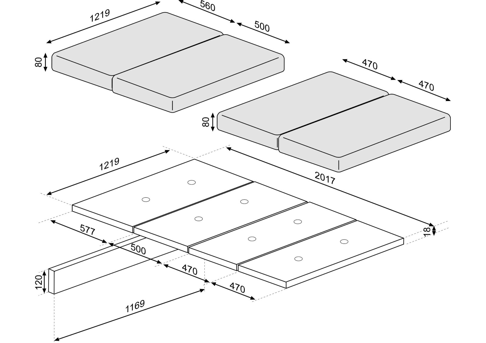 Sofa lower bed MSPACE 120 x 200cm