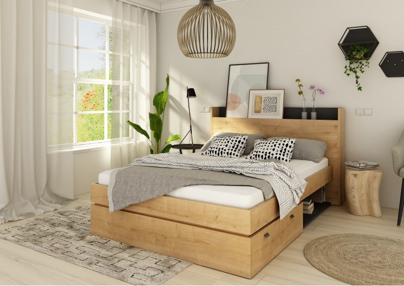 Double bed 160cm x 200cm with headboard ALBA