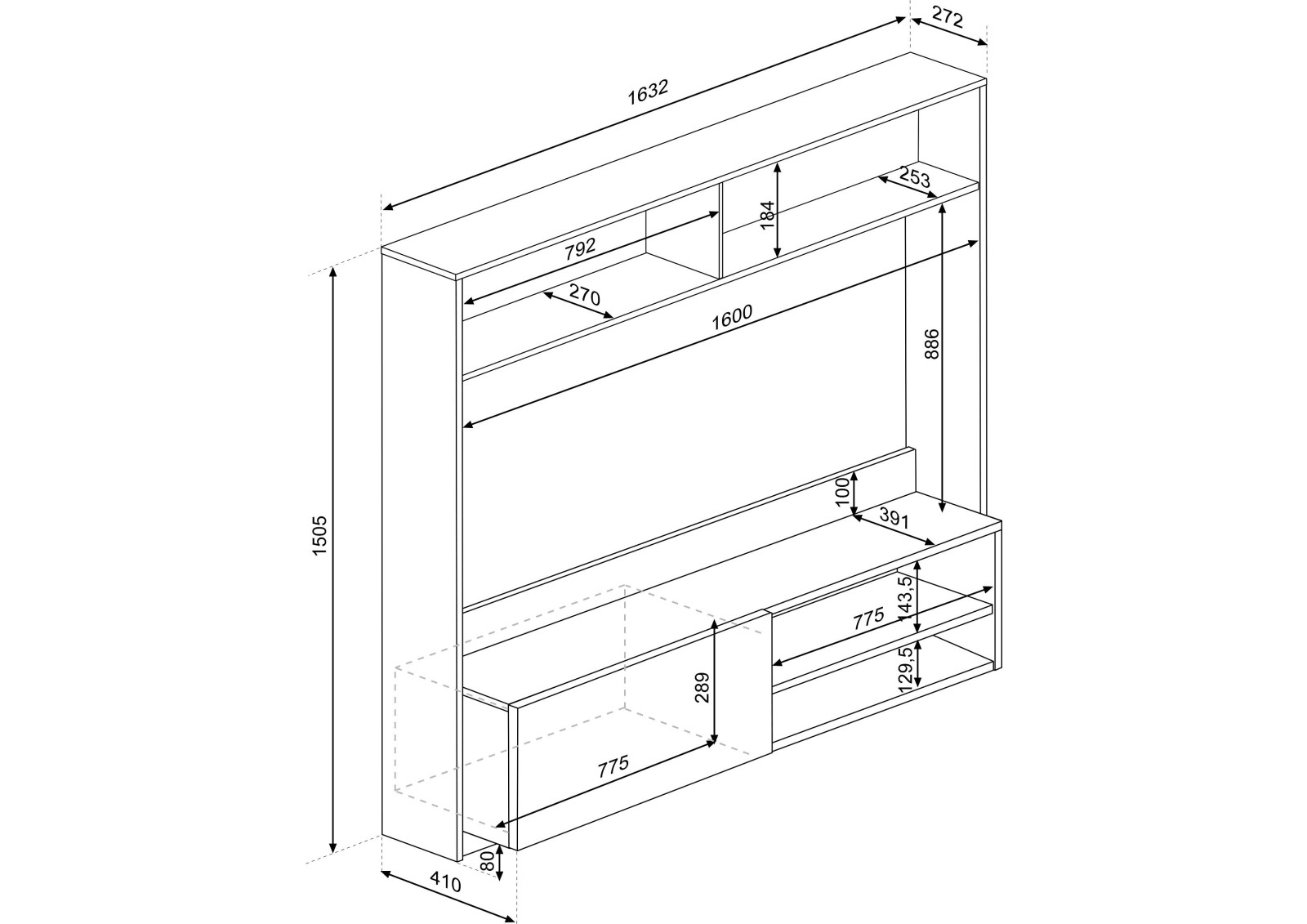Entertainment centre CUBE large