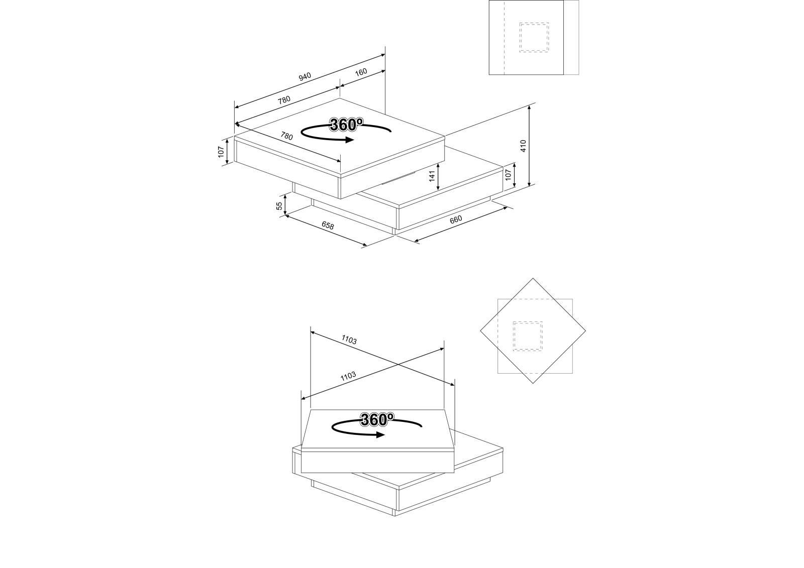 Mesa de centro rotatoria SOHO