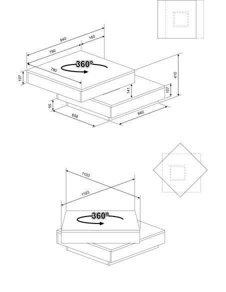 Rotative Coffee table  SOHO
