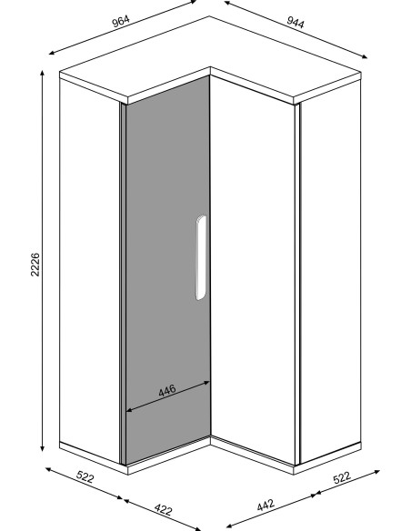 Corner wardrobe white + colours BO0 - TArt