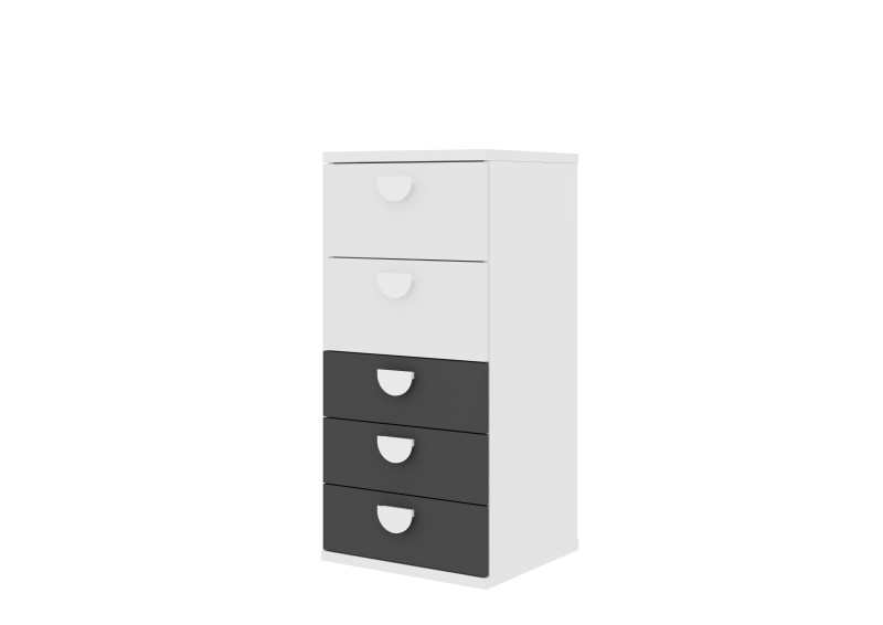 Tall boy 5 drawers white + colours Bo0 - MH