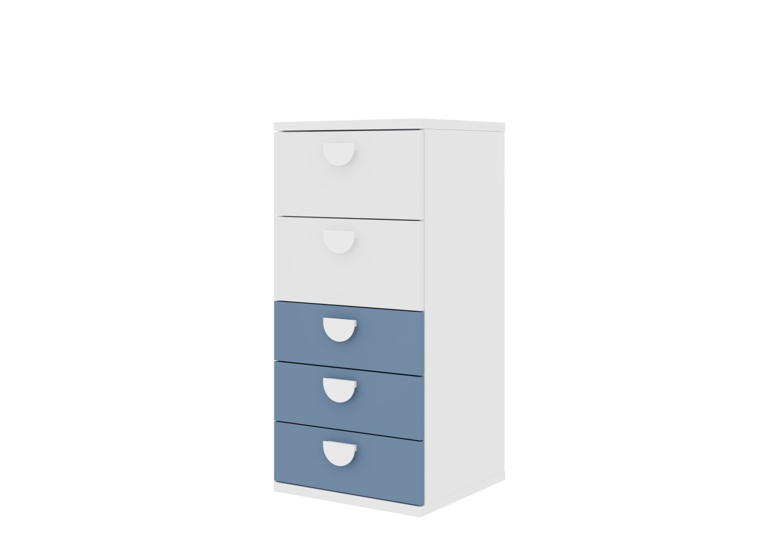 Tall boy 5 drawers white + colours Bo0 - MH