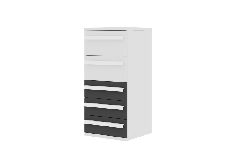 Tall boy 5 drawers white + colours Bo0 - ArtH