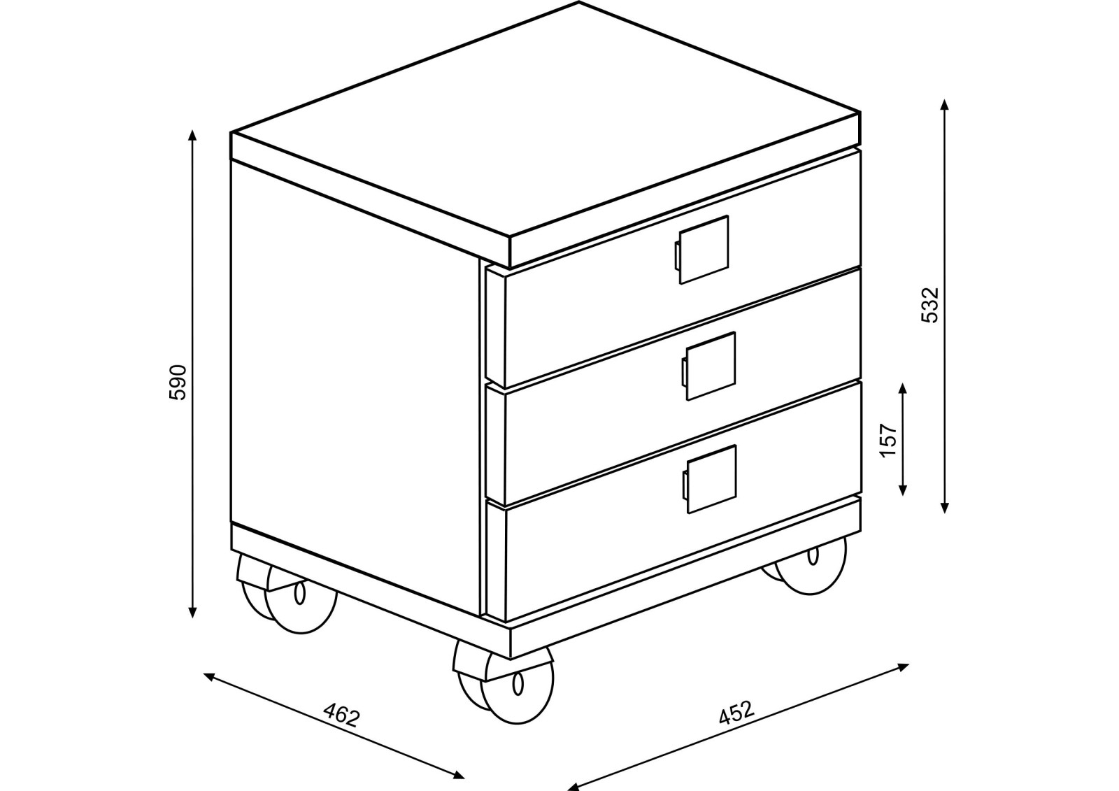 Nightstand 3 drawers Cascina + colours Bo0 -MH