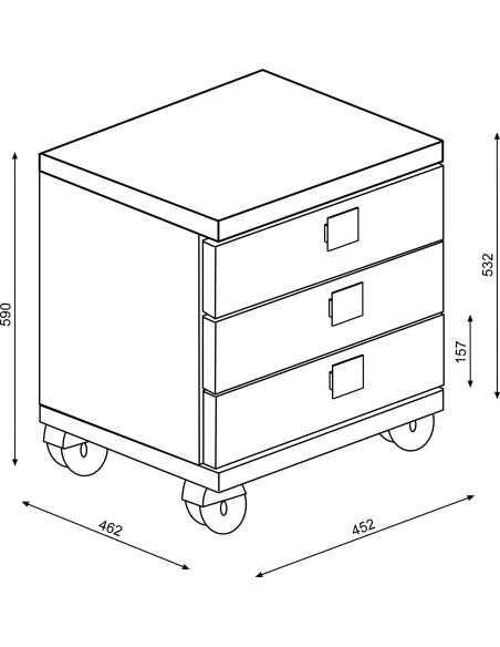 Nightstand 3 drawers Cascina + colours Bo0 -MH