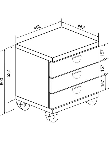 Nighstand 3 drawers white + colours Bo0 - MH