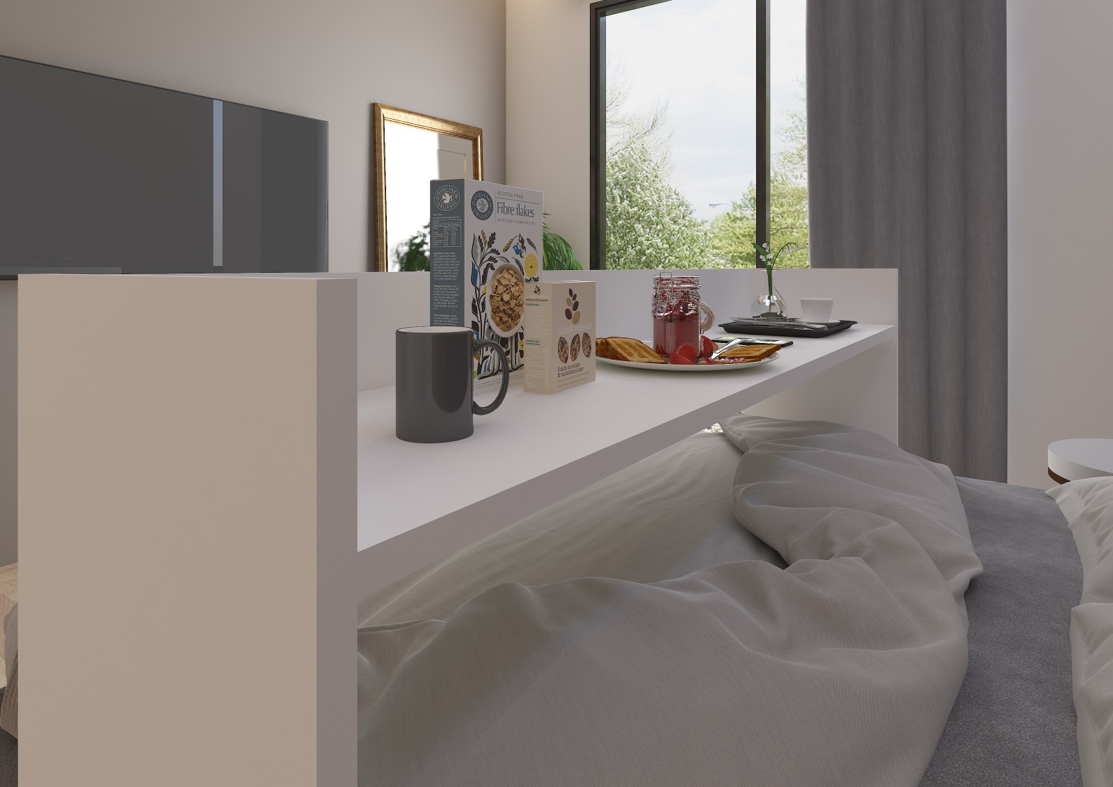 Mesa con ruedas para cama o pared FLEX