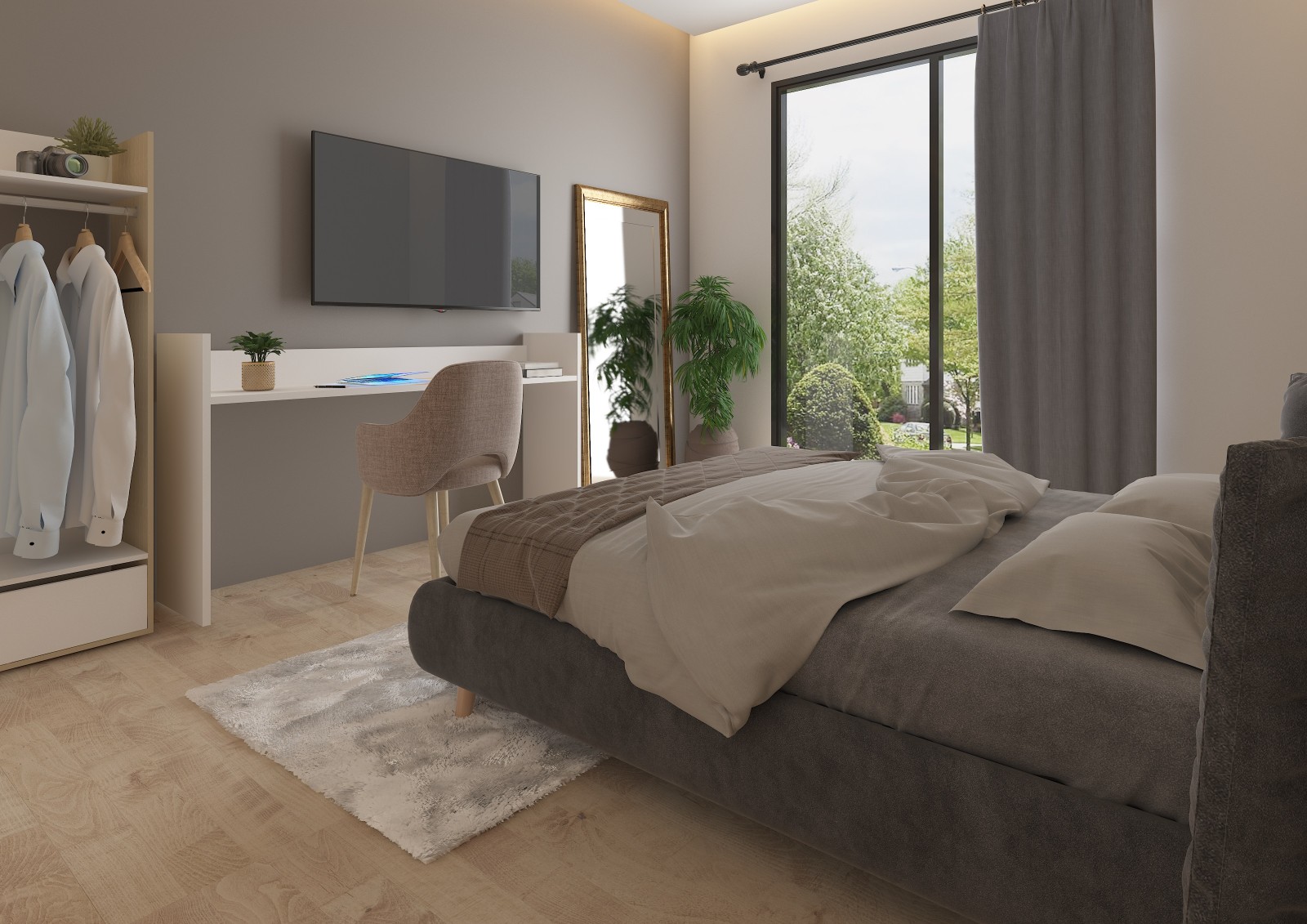 Mesa con ruedas para cama o pared FLEX