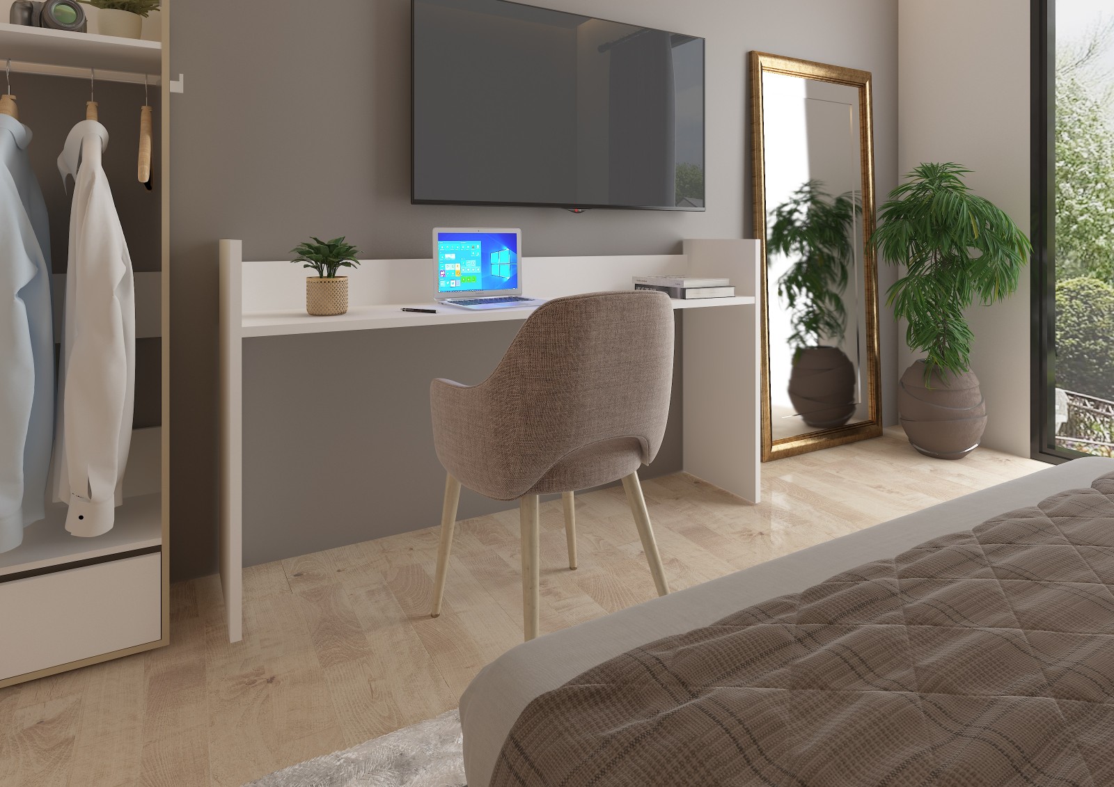 Mesa con ruedas para cama o pared FLEX