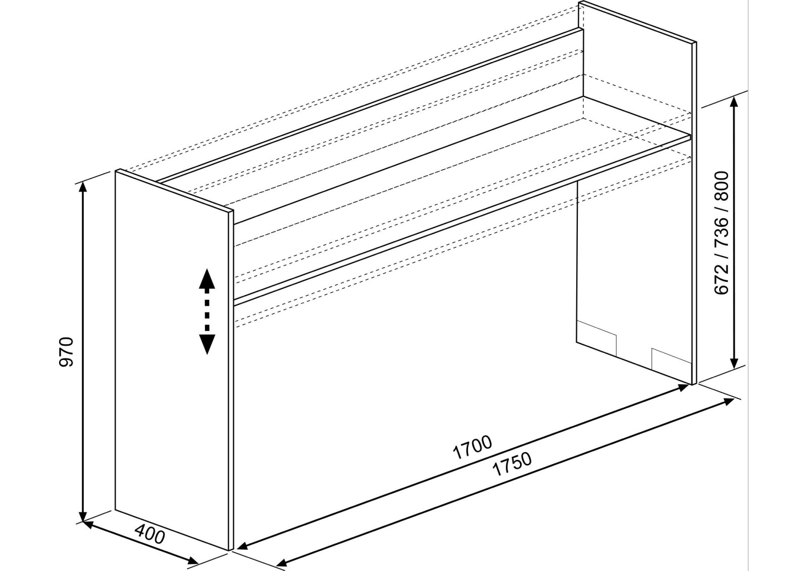Mesa con ruedas para cama o pared FLEX